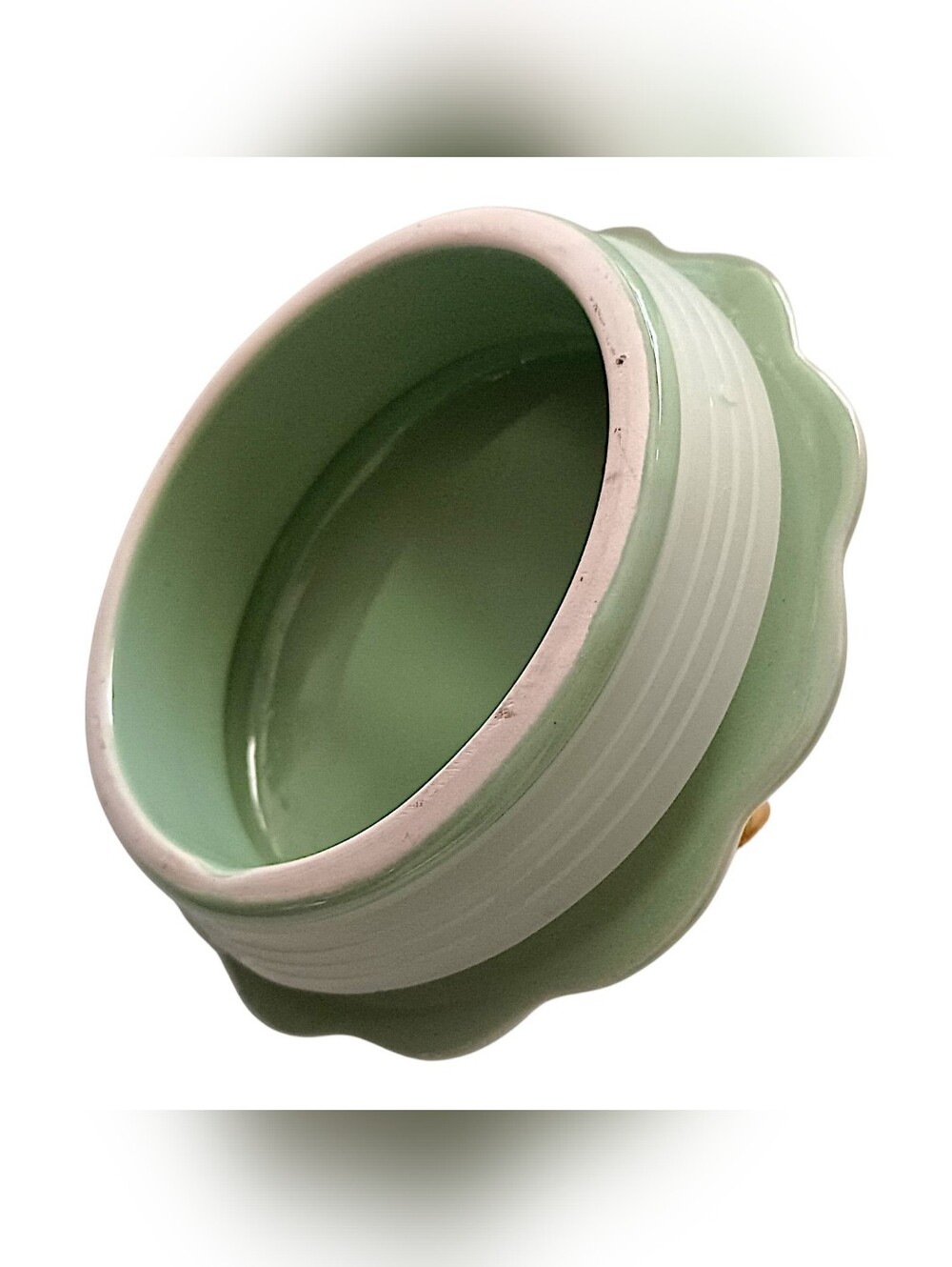 Martha Stewart Pumpkin Canister Sage Green Gold Ceramic Fall Harvest Candy Dish - Picture 5 of 16
